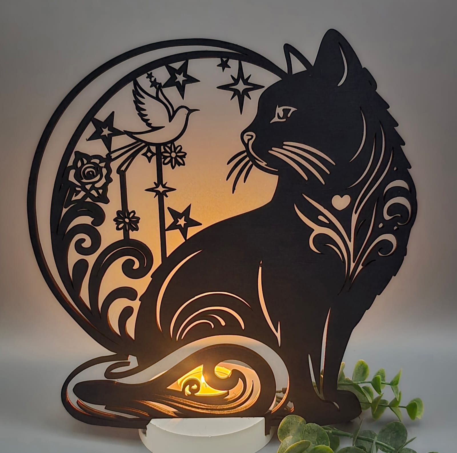 Aufsteller Stilvolle Motivscheibe mit Kerzenhalter